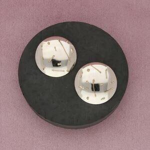 sterling silver & 14k gold artisan crafted large disc post earrings